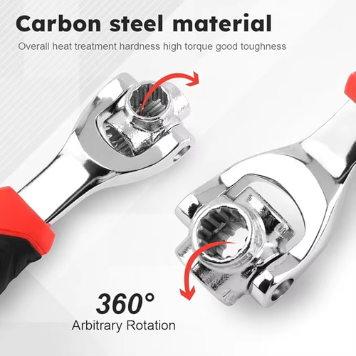 52-in-1 Multi-Function Socket Wrench with Non-Slip Ergonomic Handle & Torque Wrench -  8 Sockets (Metric & SAE), 360° Rotating Head for Car Tire Removal, Automotive Repair Tool for Mechanics & DIY , Vehicle Maintenance, Professionalgrade Tool, Precision Engineering, Home Garage Tools, Power Tools, Mechanics And Technicians, Motorcycle Repair, Sleek Tool Design, Corrosionresistant Material