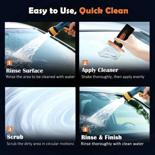 Car Glass Oil Film Remover Kit – Rainproof  Cleaner with Easy Roll-On Applicator