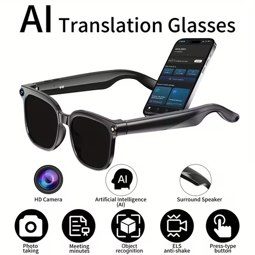 Smart AI Camera Glasses – HD Recording, Bluetooth Call & Real-Time Translation