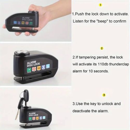 Waterproof Motorcycle Disc Brake Lock with Alarm