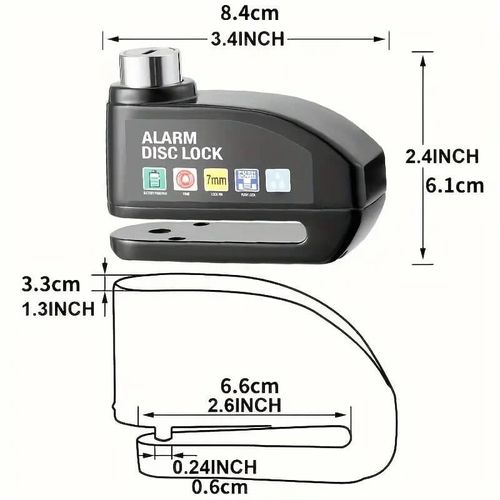 Waterproof Motorcycle Disc Brake Lock with Alarm