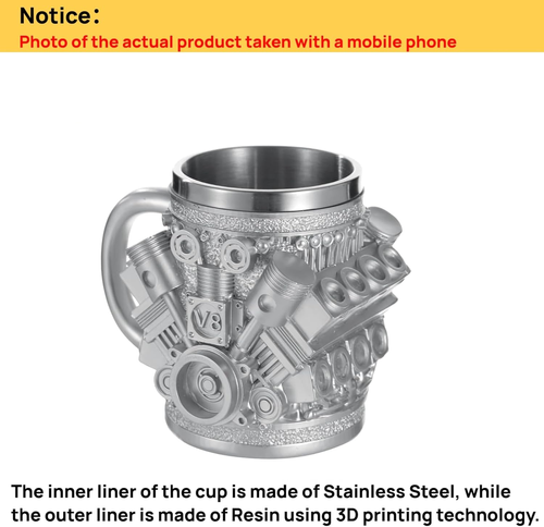 Creative V8 Engine Stainless Steel Mug for Car Lovers