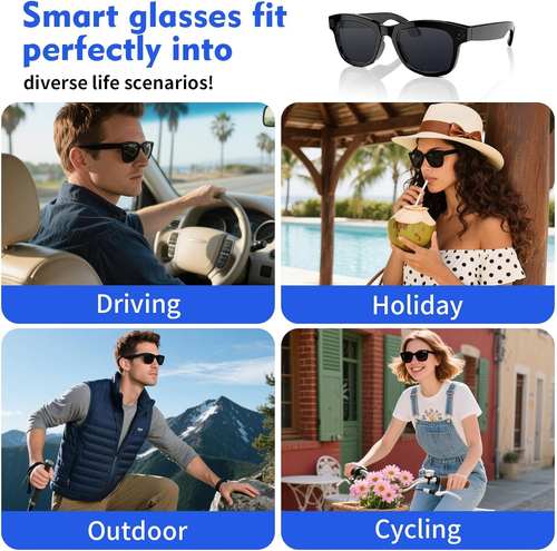 Smart AI Camera Glasses – HD Recording, Bluetooth Call & Real-Time Translation