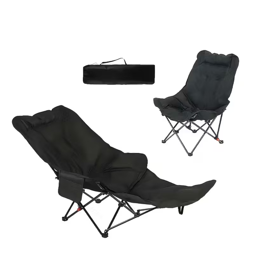 Premium Adjustable Foldable Lounge Chair with Side Pocket