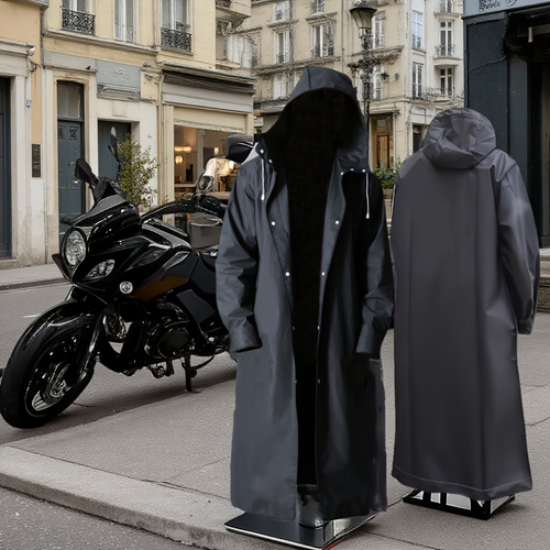 Unisex Black EVA Waterproof Raincoat – Lightweight Hooded Rain Protection