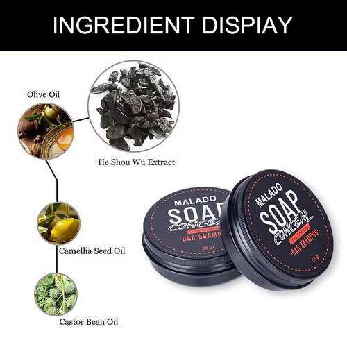 Black Solid Grey-Cover Hair Soap