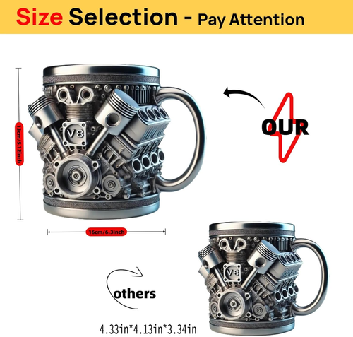 Creative V8 Engine Stainless Steel Mug for Car Lovers