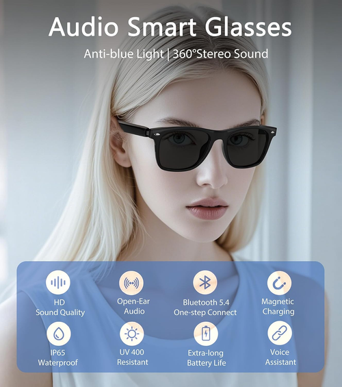 Audio Smart Glasses — UV Protection, Open-Ear Sound & Bluetooth 5.4