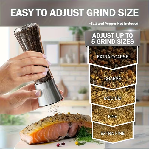 Stainless Steel Salt & Pepper Grinder Set (2-Pack)