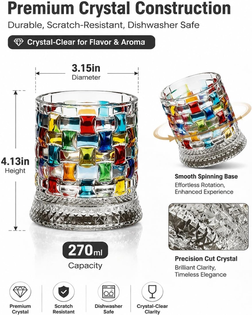 Hand-Painted Embossed Rotating Glass