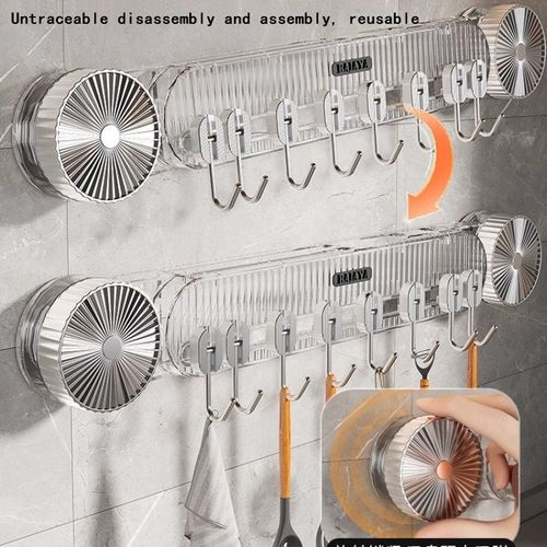 Heavy-Duty Suction Wall Rack with 8 Hooks | No-Drill,Storage Solution