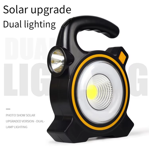 Solar + USB Dual-Light Flashlight | Power Bank | Ultra Long-Range Beam