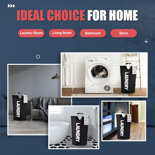 Extra-Thick Waterproof Foldable Laundry Hamper with Aluminum Handles