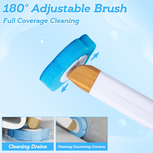 Disposable Toilet Cleaning Brush - Toilet Bowl Cleaner Wand and Holder Set with 18 Refills