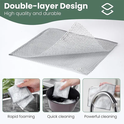 12 PCS Double-Layer Steel Wire Cleaning Cloth – Powerful & Scratch-Free