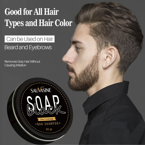 Black Solid Grey-Cover Hair Soap