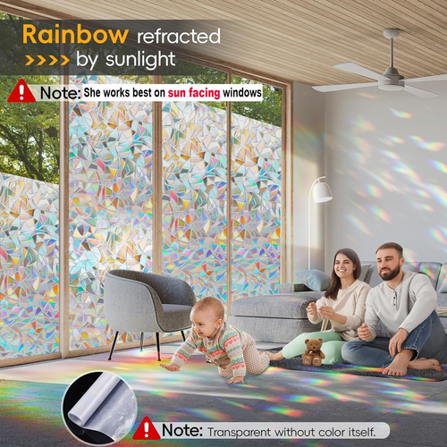 3D Privacy Rainbow Window Film – UV Protection & Style