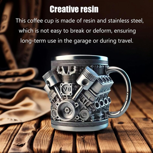Creative V8 Engine Stainless Steel Mug for Car Lovers