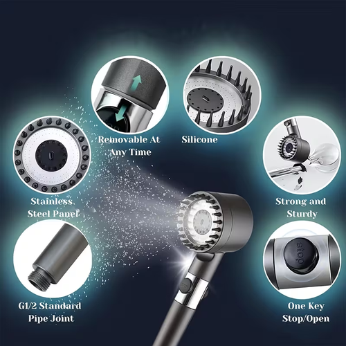 4-in-1 High Pressure Shower Head – Strong Flow & Water Saving