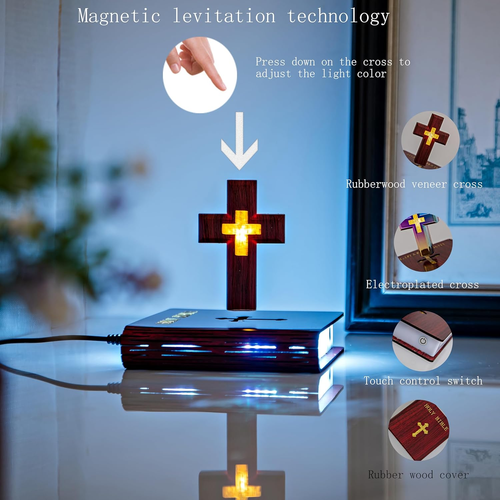 Magnetic Floating Cross Bible Night Light