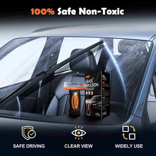 Car Glass Oil Film Remover Kit – Rainproof  Cleaner with Easy Roll-On Applicator