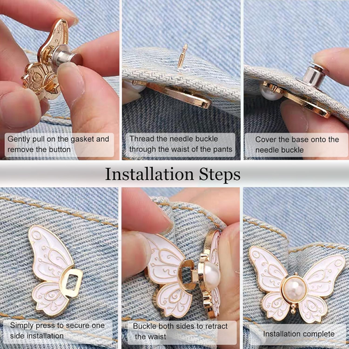 8Pcs Detachable Butterfly  Button Clip – No-Sew Perfect Fit Accessory