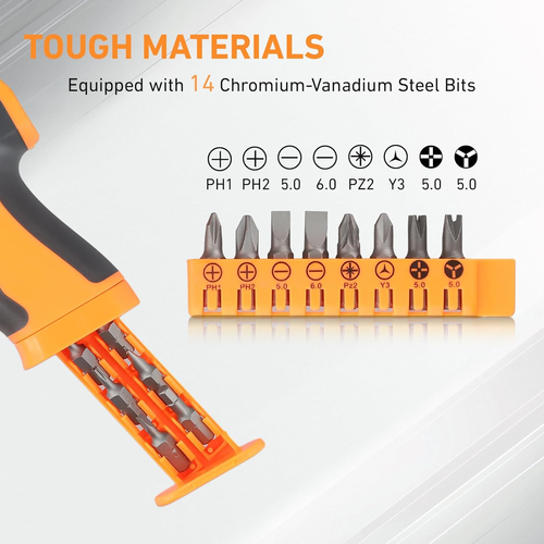 Upgraded 16-in-1 Ratchet Screwdriver Set with Magnetic Handle – Durable & Portable