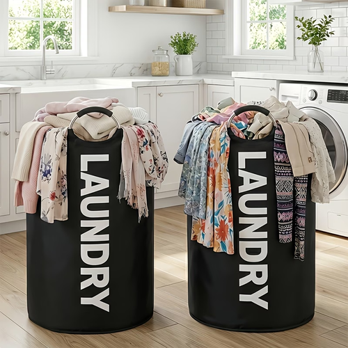 Extra-Thick Waterproof Foldable Laundry Hamper with Aluminum Handles