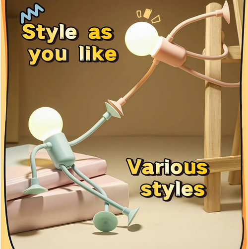 Creative Stick Figure Suction Night Light – Fun & Flexible Warm Lamp