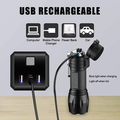 4-in-1 Outdoor Safety Flashlight — Rechargeable & Multi-Use