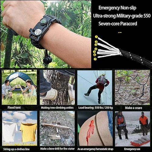 🛒 Buy 1, Get 1 FREE‼️Limited-time offer⏳20 in 1 Survival Paracord Bracelet with LED & Fire Starter