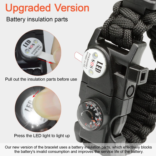 🛒 Buy 1, Get 1 FREE‼️Limited-time offer⏳20 in 1 Survival Paracord Bracelet with LED & Fire Starter