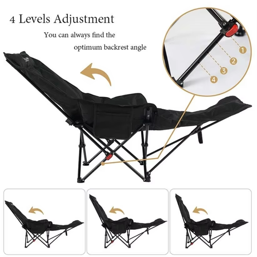 Premium Adjustable Foldable Lounge Chair with Side Pocket