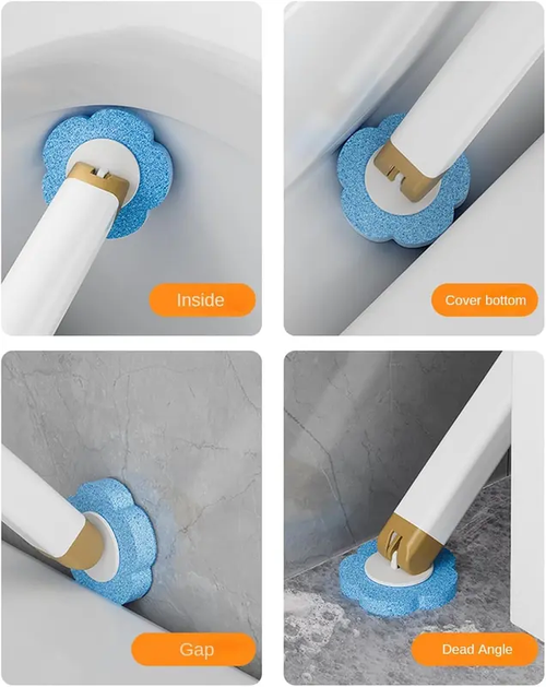 Disposable Toilet Cleaning Brush - Toilet Bowl Cleaner Wand and Holder Set with 18 Refills
