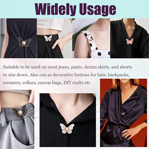 8Pcs Detachable Butterfly  Button Clip – No-Sew Perfect Fit Accessory