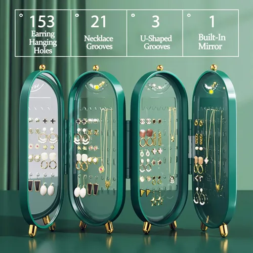 Foldable Luxury Jewelry Organizer – Anti-Tangle Display Case green