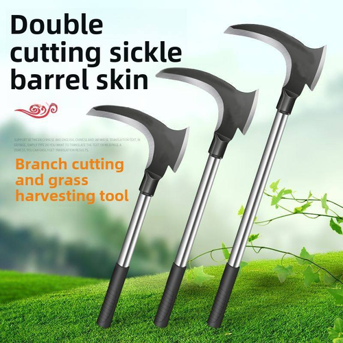 Double-Bladed Manganese Steel Sickle — Power Cutting Tool for Farming & Bush Clearing