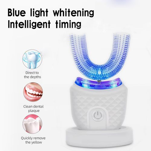 U-Shaped Electric Toothbrush ,Blue light whitening removes,360° deep clean,USB rechargeable and  waterproof,Hands-free automatic