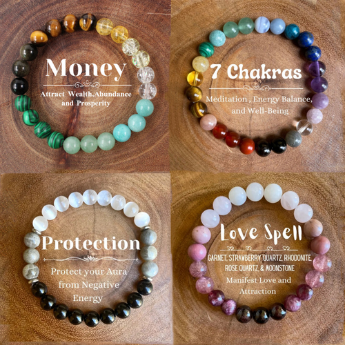 4PCS Energy Stone Bracelets – Wealth, Love & Protection Set