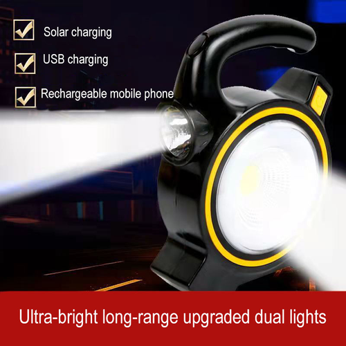 Solar + USB Dual-Light Flashlight | Power Bank | Ultra Long-Range Beam