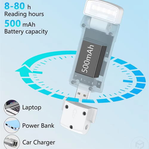 USB Rechargeable Foldable Reading Light Bookmark  LED
