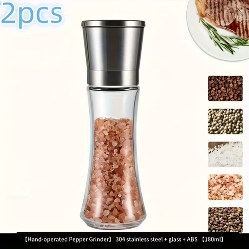 Stainless Steel Salt & Pepper Grinder Set (2-Pack)
