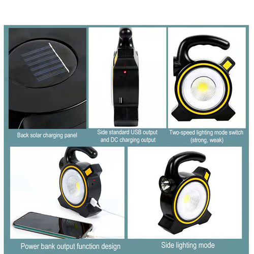 Solar + USB Dual-Light Flashlight | Power Bank | Ultra Long-Range Beam