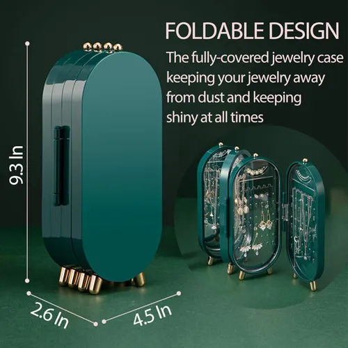 Foldable Luxury Jewelry Organizer – Anti-Tangle Display Case green