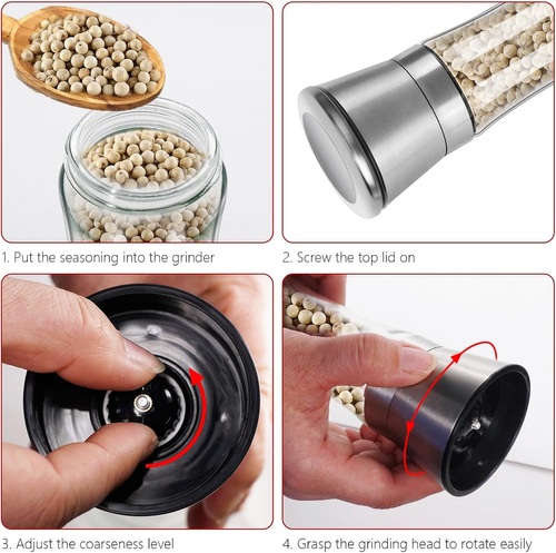 Stainless Steel Salt & Pepper Grinder Set (2-Pack)