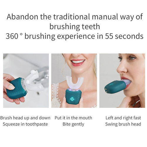 U-Shaped Electric Toothbrush ,Blue light whitening removes,360° deep clean,USB rechargeable and  waterproof,Hands-free automatic