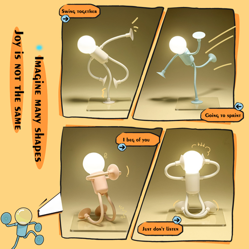 Creative Stick Figure Suction Night Light – Fun & Flexible Warm Lamp