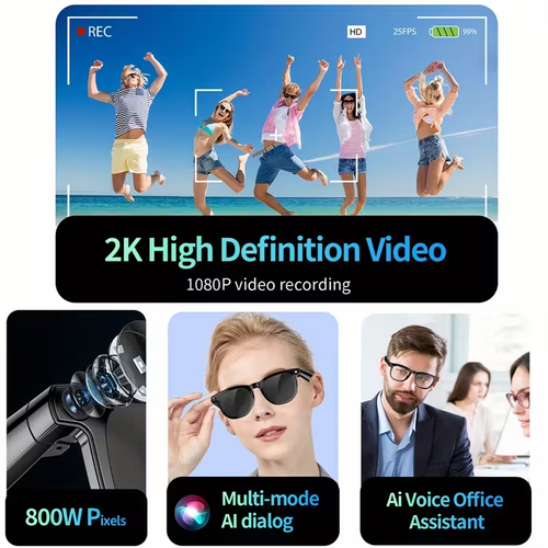 Smart AI Camera Glasses – HD Recording, Bluetooth Call & Real-Time Translation