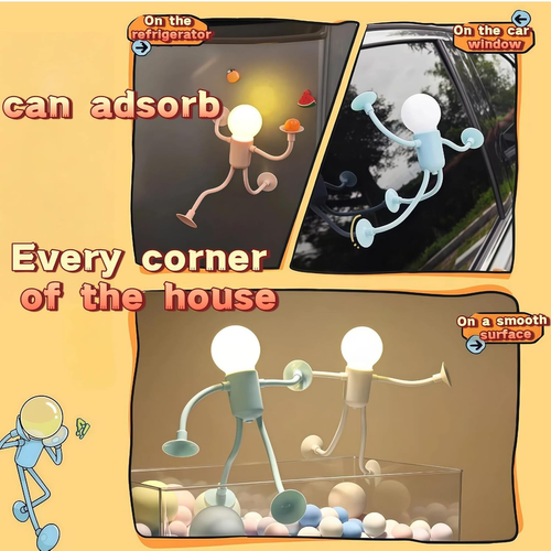 Creative Stick Figure Suction Night Light – Fun & Flexible Warm Lamp