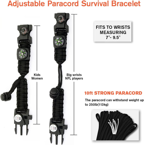 🛒 Buy 1, Get 1 FREE‼️Limited-time offer⏳20 in 1 Survival Paracord Bracelet with LED & Fire Starter